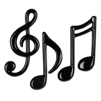 Molded Black Plastic Musical Notes