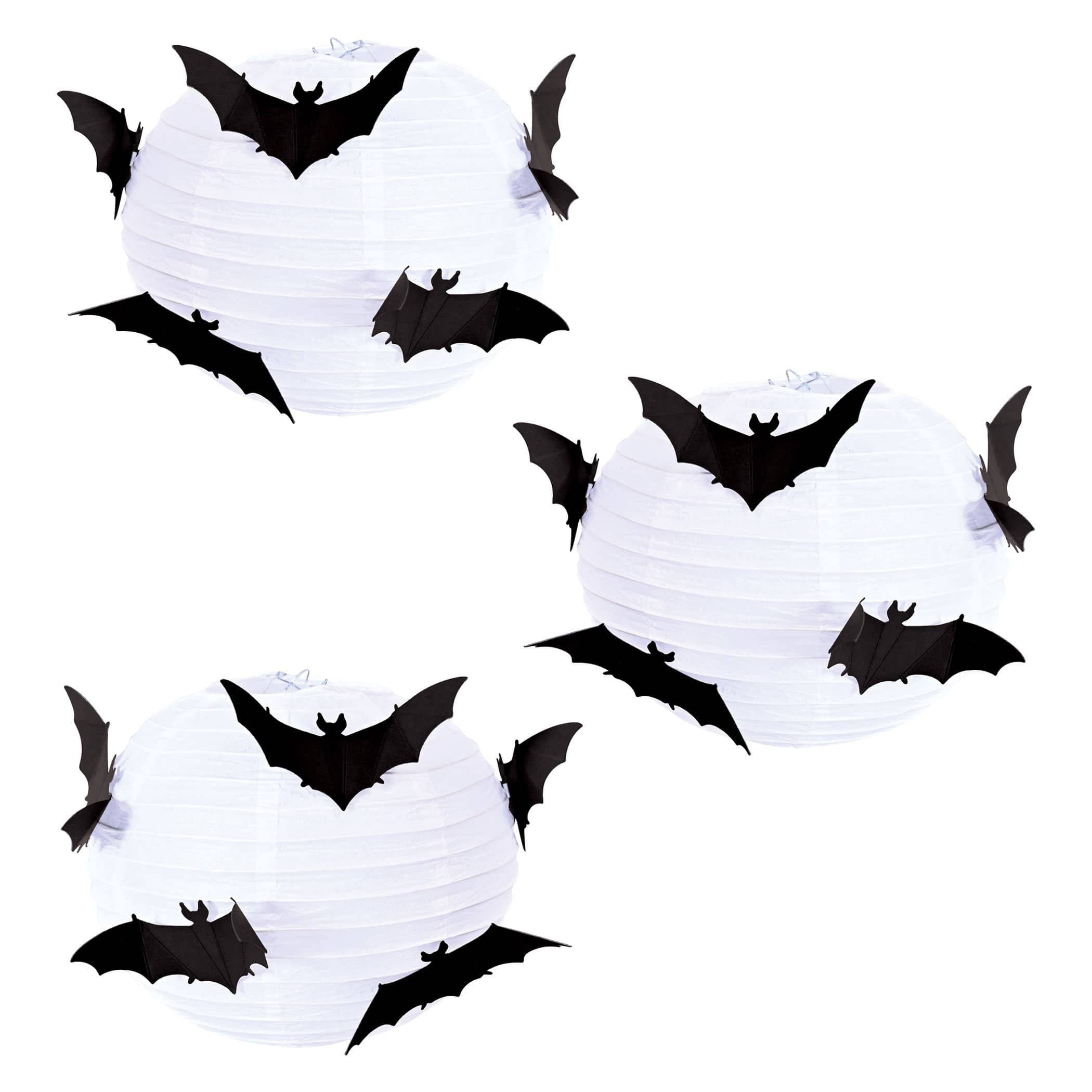 Moonlight Bat Paper Lantern (Pack of 18) Moonlight Bat Paper Lantern, bat paper lantern, Halloween paper lantern, Halloween hanging decoration, bat decoration, Halloween party decorations, spooky party supplies, haunted house decorations, hanging bat decor, Halloween lantern, party lanterns, Halloween ceiling decorations, seasonal party decor, Party Express Halloween decorations