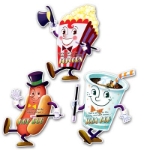 Movie Night Cutouts displays cartoon images with faces, arms and legs of a hot dog, popcorn, and soda.