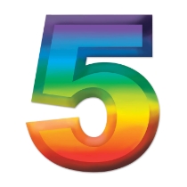 Multi-Color Plastic 3-D Number "5" (Pack of 24) multi color number 5 décor, 3D number five decoration, plastic number 5 party décor, 11 inch number 5, fifth birthday decorations, milestone number décor, colorful number five centerpiece, Party Express number decorations
