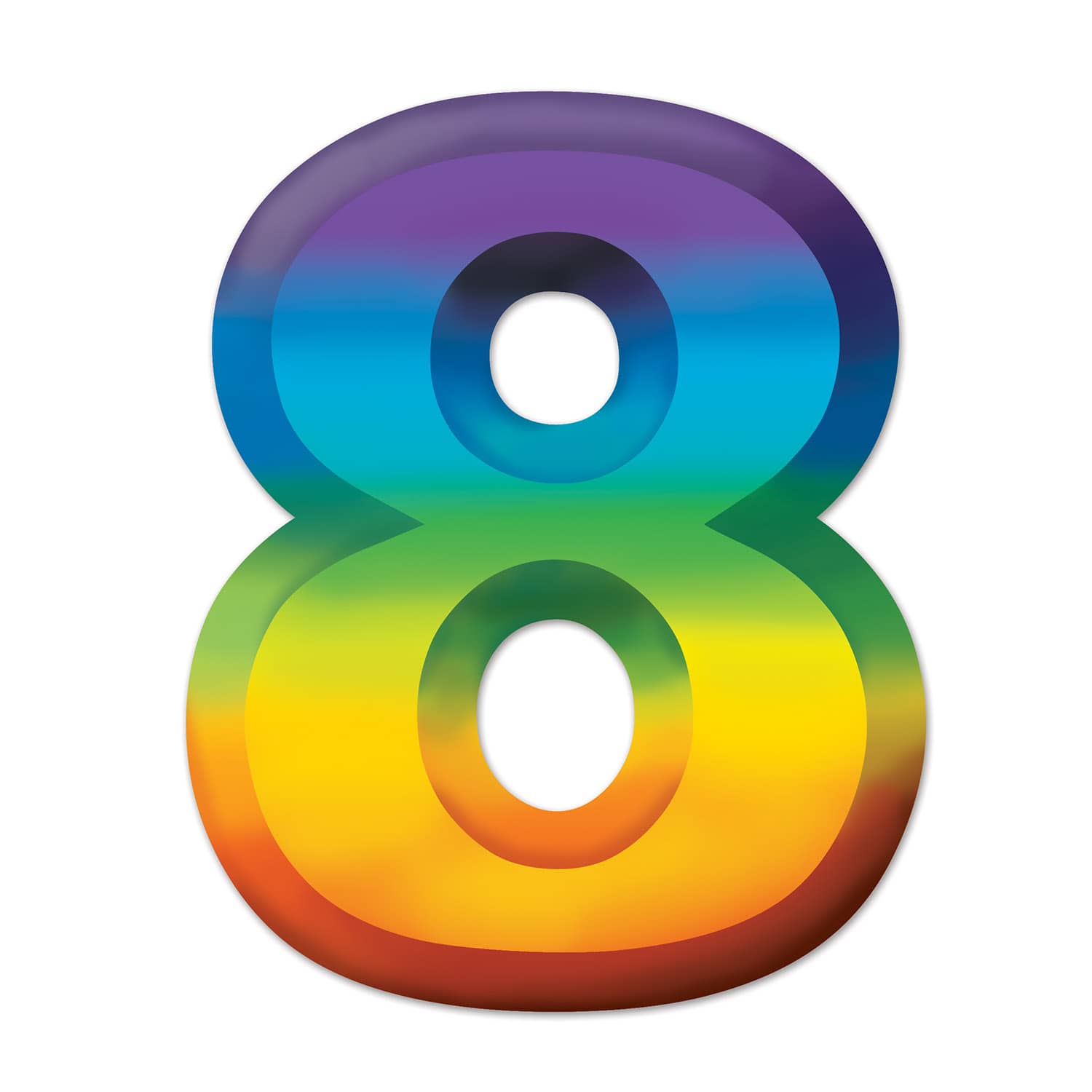 Multi-Color Plastic 3-D Number "8" (Pack of 24) multi color number 8 décor, 3D number eight decoration, plastic number 8 party décor, 11 inch number 8, eighth birthday decorations, milestone number décor, colorful number eight centerpiece, Party Express number decorations