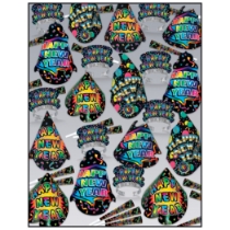 Multi-Colored Grand - New Year's Party Kit for 100 New Year’s Eve, New Year’s, party goods, party supplies, party kit, assortment, party hats, party horns, tiaras, leis, bedazzled, shiny, sparkly, for 100, large party, colorful, multi-colored