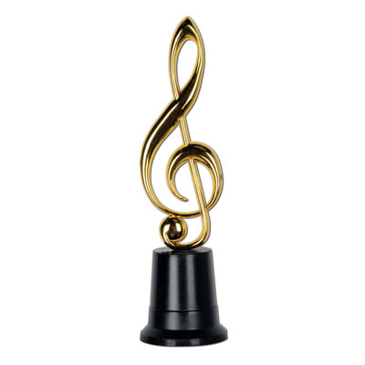 Music Award with solid black base and musical note in gold on top.