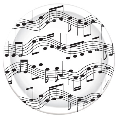 White Plates with Black Music Notes 