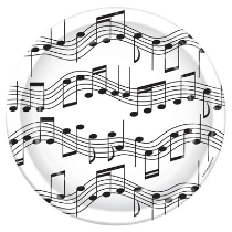 White Plates with Black Music Notes 