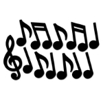 Musical Notes Silhouettes made with black card stock material.