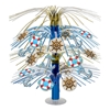 Nautical Cascade Centerpieces include gold, blue and white metallic strands with nautical icons attached.