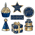 Navy & Gold Birthday Cutouts (Pack of 84) Navy Gold Birthday Cutouts, birthday cutouts, navy and gold party decorations, birthday party decorations, milestone birthday décor, happy birthday cutouts, birthday wall decorations, birthday backdrop decorations, navy gold birthday supplies, adult birthday decorations, birthday event décor, party cutouts, birthday celebration decorations, elegant birthday party supplies, Party Express