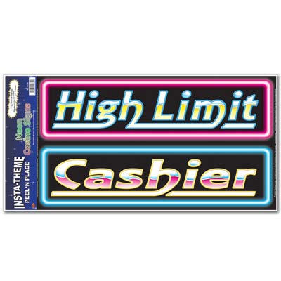 Bright Neon Casino Signs Peel N Place Wall Clings