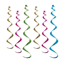 Metallic neon whirls for ceiling decoration.
