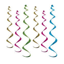 Metallic neon whirls for ceiling decoration.