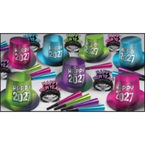 New Year "2027" Multi-Color Asst for 50 New Year 2027 party kit, multicolor New Year assortment, Happy 2027 hats and tiaras, New Year’s Eve horns, NYE multicolor supplies, party favors for 50, New Year’s Eve decorations