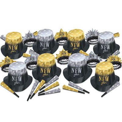 New Year Lights Party Kit for 50 New Year Lights Party Kit for 50, Lights, Party Kit, 2021, New Year's Eve, party kit, party favors, hat, tiara, horns, wholesale, inexpensive, bulk