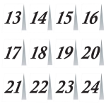 Numbered Table Cards (Pack of 144) numbered table cards, table number cards 13–24, event table markers, printed table cards, double-sided table numbers, banquet table numbering, wedding table cards, event organization supplies