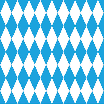 Oktoberfest Backdrop printed with blue and white diamonds on thin plastic material.