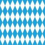 Oktoberfest Backdrop printed with blue and white diamonds on thin plastic material.