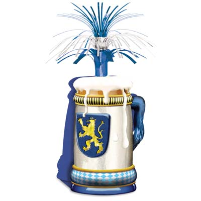 Card stock beer stein on the bottom with blue and silver metallic cascade at the top.