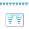 Banner with pennants printed in blue and white diamonds.