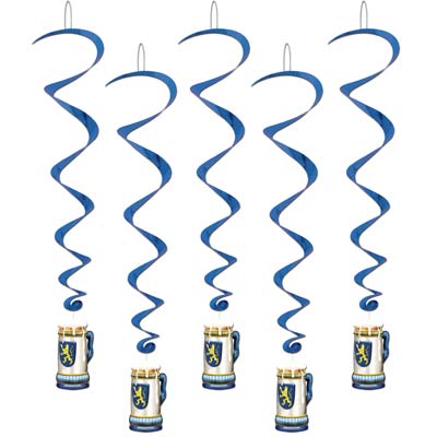 Blue metallic whirls with stein icons attached at the bottom.