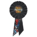 Older Than Dirt Black Rosette with gold and silver metallic lettering a image of a shovel/designs 