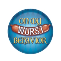 On My Wurst Behavior Button (Pack of 6) Oktoberfest buttons, Wurst behavior button, Oktoberfest party favors, German themed accessories, novelty party pins, beer festival favors, funny Oktoberfest accessories, party giveaway buttons, Oktoberfest decorations, Party Express Oktoberfest