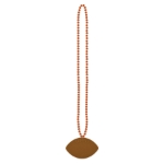 Orange small round beads with football medallion attached.