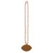 Orange small round beads with football medallion attached.