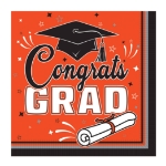 Orange Congrats Grad 2-Ply Luncheon Napkins (Pack of 432) orange grad napkins, congrats grad napkins, 2 ply luncheon napkins, graduation party supplies, orange party napkins, tissue napkins bulk, graduation tableware