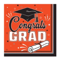 Orange Congrats Grad 2-Ply Luncheon Napkins (Pack of 432) orange grad napkins, congrats grad napkins, 2 ply luncheon napkins, graduation party supplies, orange party napkins, tissue napkins bulk, graduation tableware