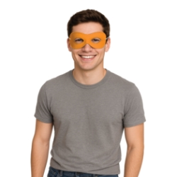 Orange Fabric Hero Mask (Pack of 12) orange hero mask, orange fabric mask, hero mask pack of 12, elastic superhero mask, kids party masks, costume accessories, superhero masks bulk, group costume masks, party express mask
