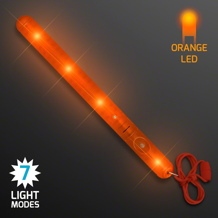 Orange Flashing LED Wands (Pack of 12) Orange Flashing LED Wands, flashing, led, light up, wands, party favor, patrol wand, light up wand, wholesale, inexpensive, bulk, baton