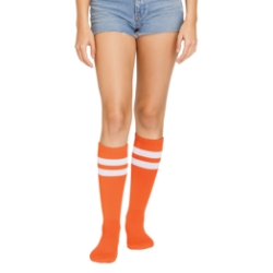 Orange Knee Socks (Pack of 12 Pairs) orange knee socks, knee high socks orange, one size fits most socks, polyester blend socks, team socks, spirit day socks, cheer socks, costume socks, bulk socks pack, Party Express socks