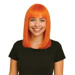 Orange Long Bob Wig (Pack of 6) orange long bob wig, orange wig pack, synthetic fiber wig, flame resistant wig, costume wigs, party wigs, group costume accessories, one size fits most wig, team spirit wigs, Party Express wigs
