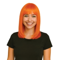 Orange Long Bob Wig (Pack of 6) orange long bob wig, orange wig pack, synthetic fiber wig, flame resistant wig, costume wigs, party wigs, group costume accessories, one size fits most wig, team spirit wigs, Party Express wigs