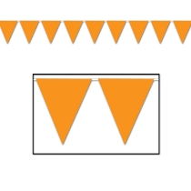 Orange Pennant Banner (Pack of 12) orange pennant banner, all-weather pennant banner, orange party decorations, outdoor event banners, sports team pennants, orange flag banner, Party Express pennant banner, festival decorations, school event décor, orange hanging banner