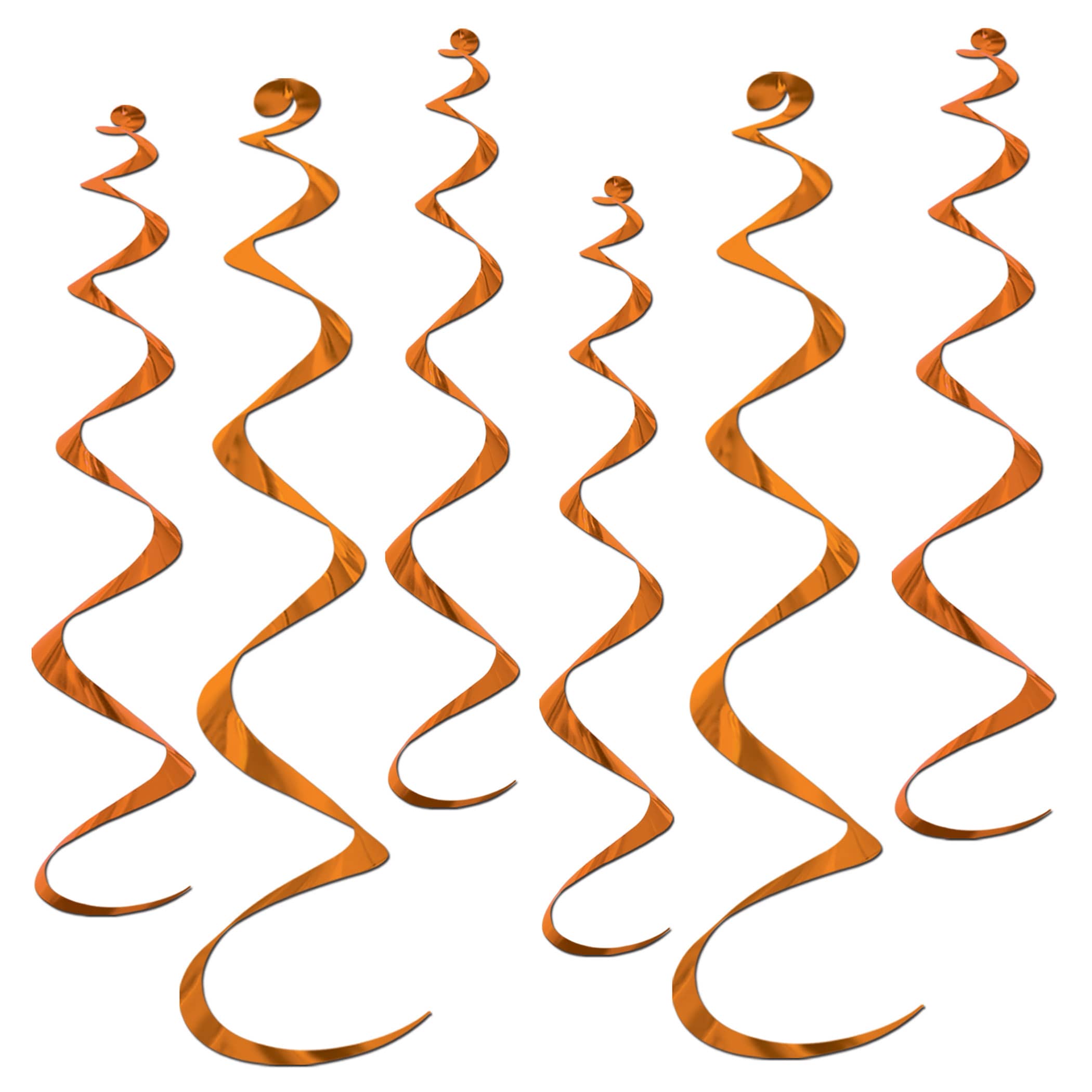 Metallic orange whirls for ceiling decoration.