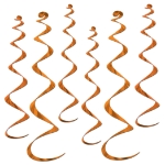 Metallic orange whirls for ceiling decoration.