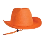Orange Velour Cowboy Hat (Pack of 6) orange cowboy hat, velour cowboy hat, western party hat, adjustable chin strap hat, cowboy costume accessory, orange western hat, party cowboy hats, Party Express western supplies