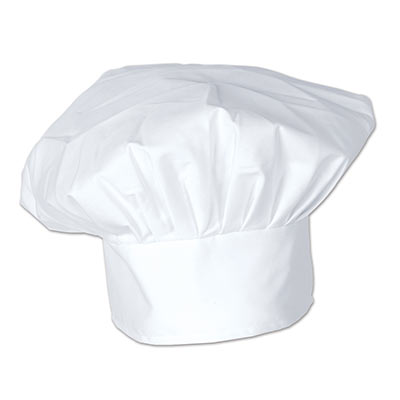 White oversized fabric chefs hat. 