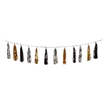 Oversized Silver Gold Black Metallic Tassel Garland