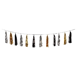 Oversized Silver Gold Black Metallic Tassel Garland