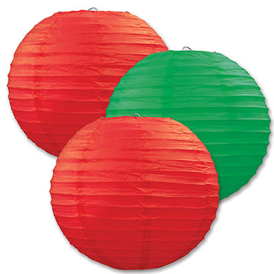 Red and Green Paper Lanterns