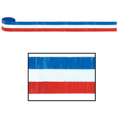 Red, White and Blue Striped Patriotic Crepe Streamer