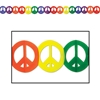 Peace sign garland in rainbow colors.