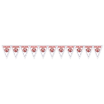 Soccer Pennant Banner - England (Pack of 6) England pennant banner, English soccer banner, red cross soccer décor, England flag decorations, soccer party supplies, all-weather pennant banner, Party Express England banner, international sports decorations