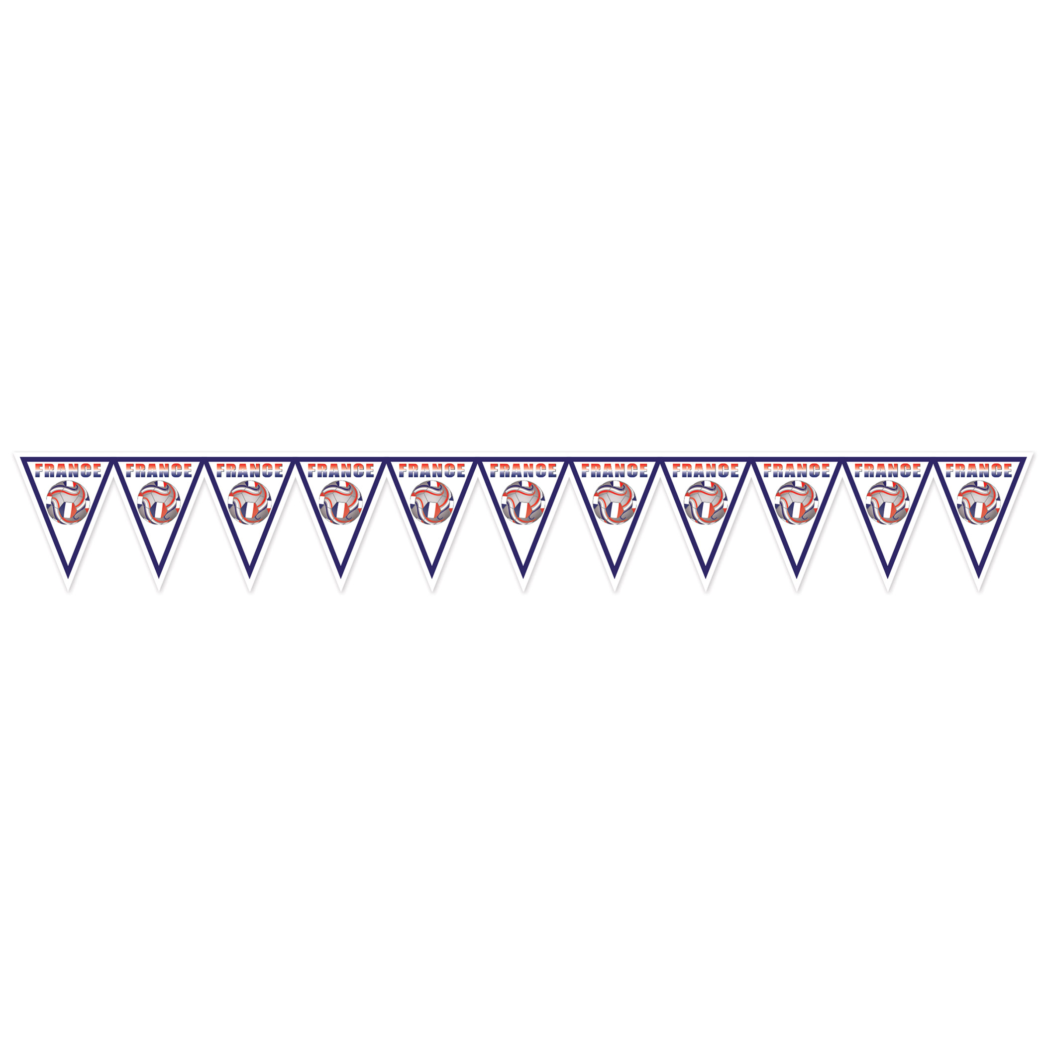 Soccer Pennant Banner - France (Pack of 6) France pennant banner, French soccer banner, Tricolore decorations, blue white red soccer décor, France flag party supplies, all-weather pennant banner, Party Express France banner, international sports decorations
