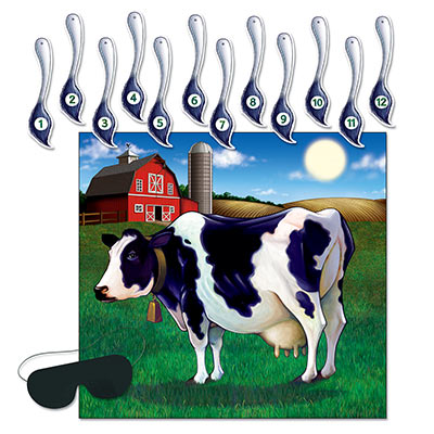 Pin The Tail On The Cow Game comes with a blind fold