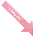 Pink Birthday Girl Glittered Sash