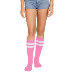 Pink Knee Socks (Pack of 12 Pairs) pink knee socks, knee high socks pink, one size fits most socks, polyester blend socks, team socks, spirit day socks, cheer socks, costume socks, bulk socks pack, Party Express socks