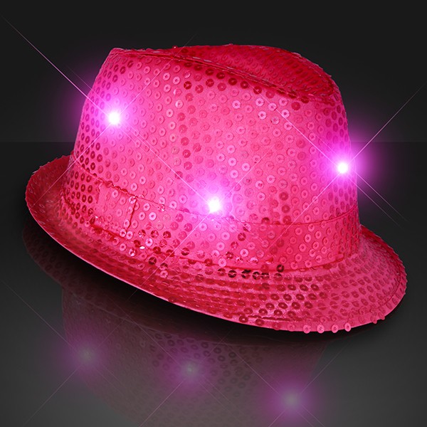 Pink Sequin Light Up Fedora Hats